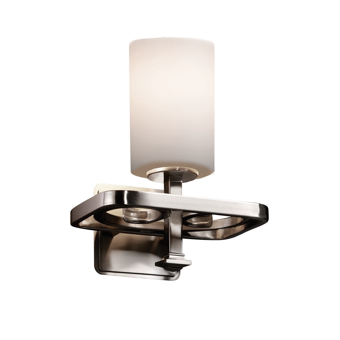 Fusion Arcadia 1-light Brushed Nickel Wall Sconce, Frosted Opal Shade