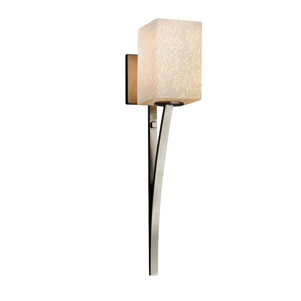 Justice Design Limoges Sabre 1-light Brushed Nickel Wall Sconce, Leaves Impression Shade