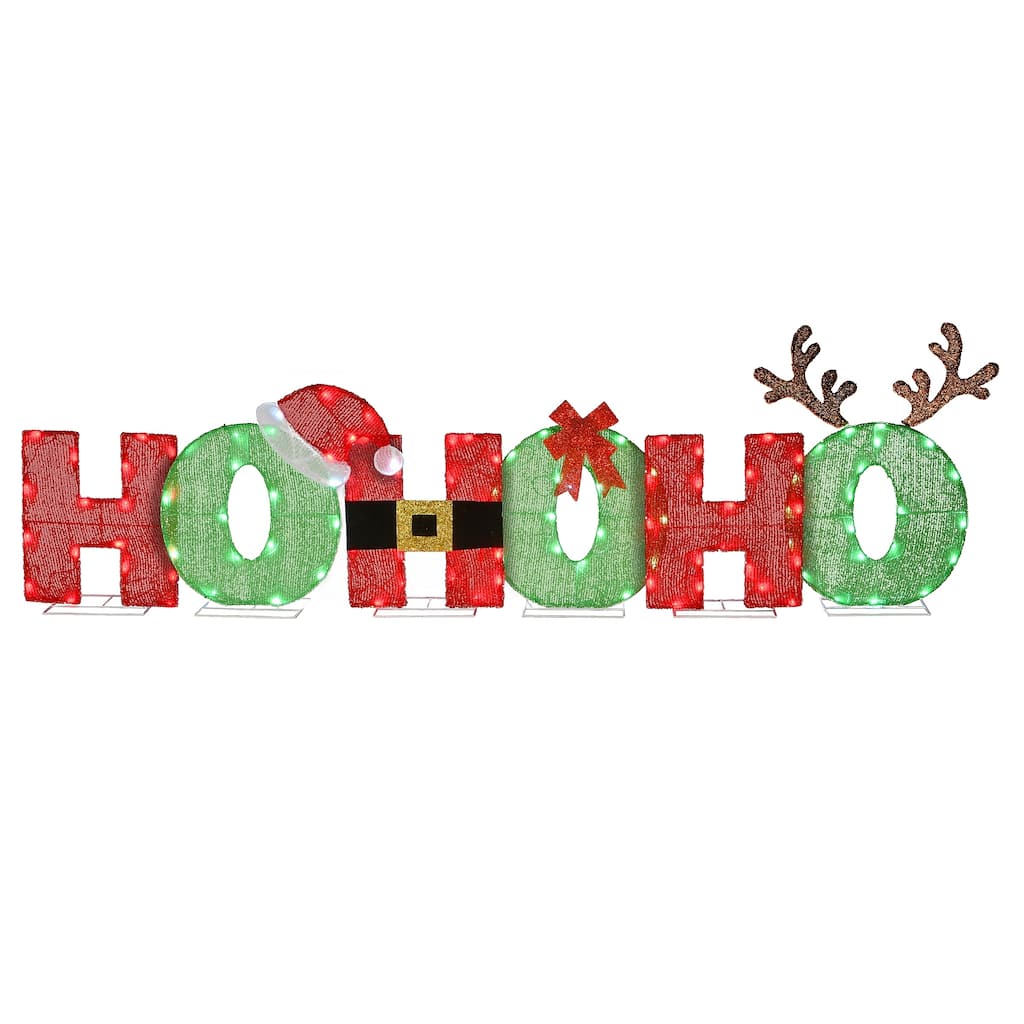 National Tree Company Pre-lit Red and Green 'Ho Ho Ho' Holiday Decor - 23 in
