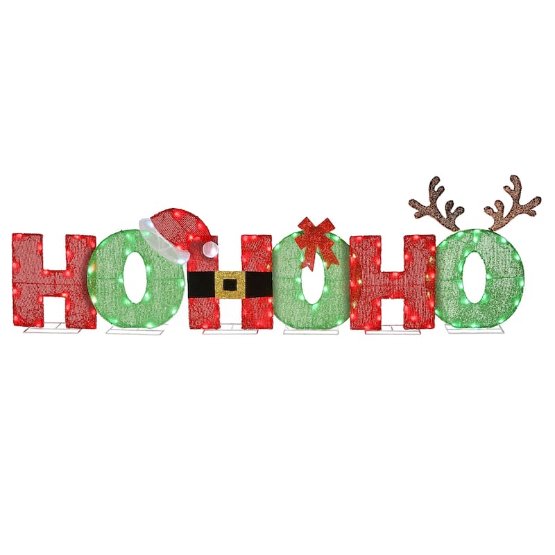 National Tree Company Pre-lit Red and Green 'Ho Ho Ho' Holiday Decor - 23 in
