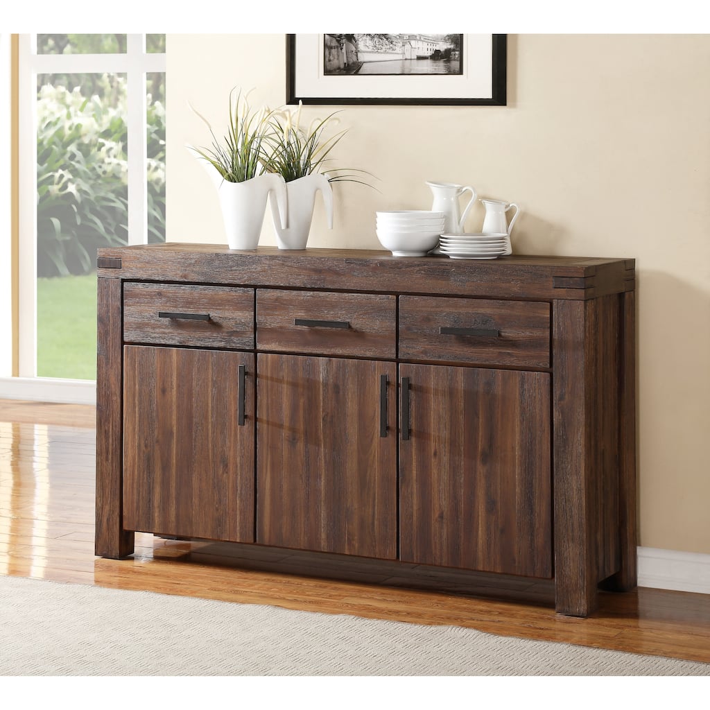 Meadow Three Drawer Three Door Solid Wood Sideboard in Brick Brown