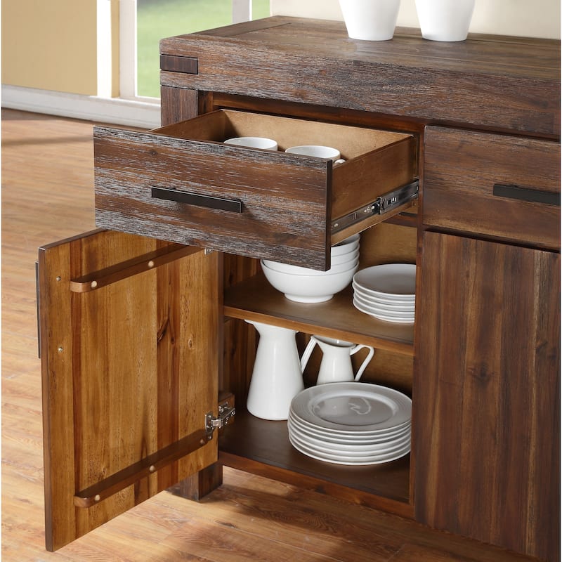 Meadow Three Drawer Three Door Solid Wood Sideboard in Brick Brown