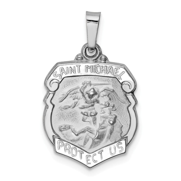 saint michael pendant white gold