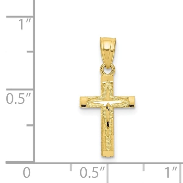 10k Yellow Gold Polished Sparkle-Cut Cross Pendant