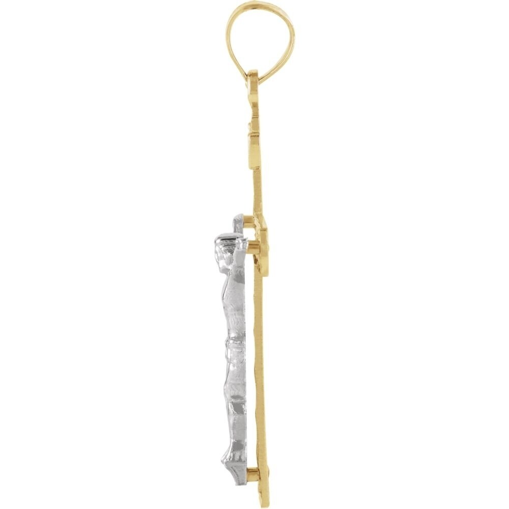 14K Yellow Gold /& White Gold 26.5x15.25mm Crucifix Pendant