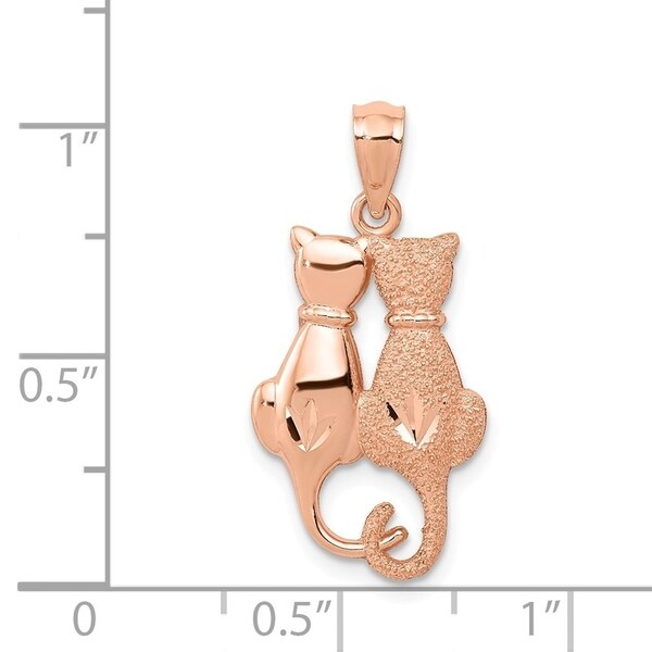 14k Yellow /& Rose Polished /& Diamond-cut Sitting Cats Pendant