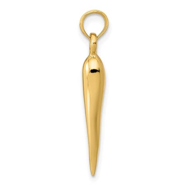 Mia Diamonds 14k Solid Yellow Gold Medium Italian Horn Pendant 25mm x 5mm Mia Diamonds 14k Solid Yellow Gold Medium Italian Horn Pendant 25mm x 5mm
