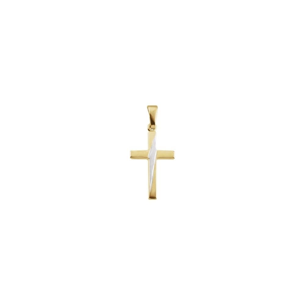 24mm x 12mm Solid 14k Yellow Gold Cross Pendant Charm