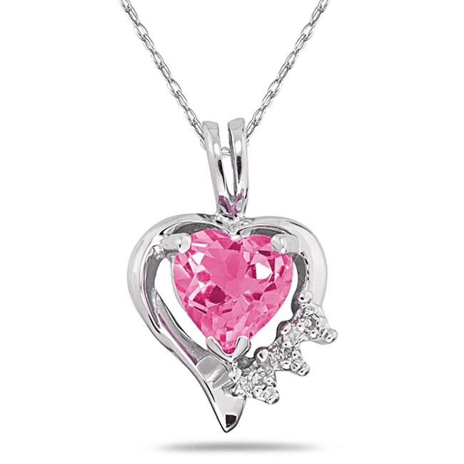 Marquee 10k Gold Pink Topaz and Diamond Heart Necklace