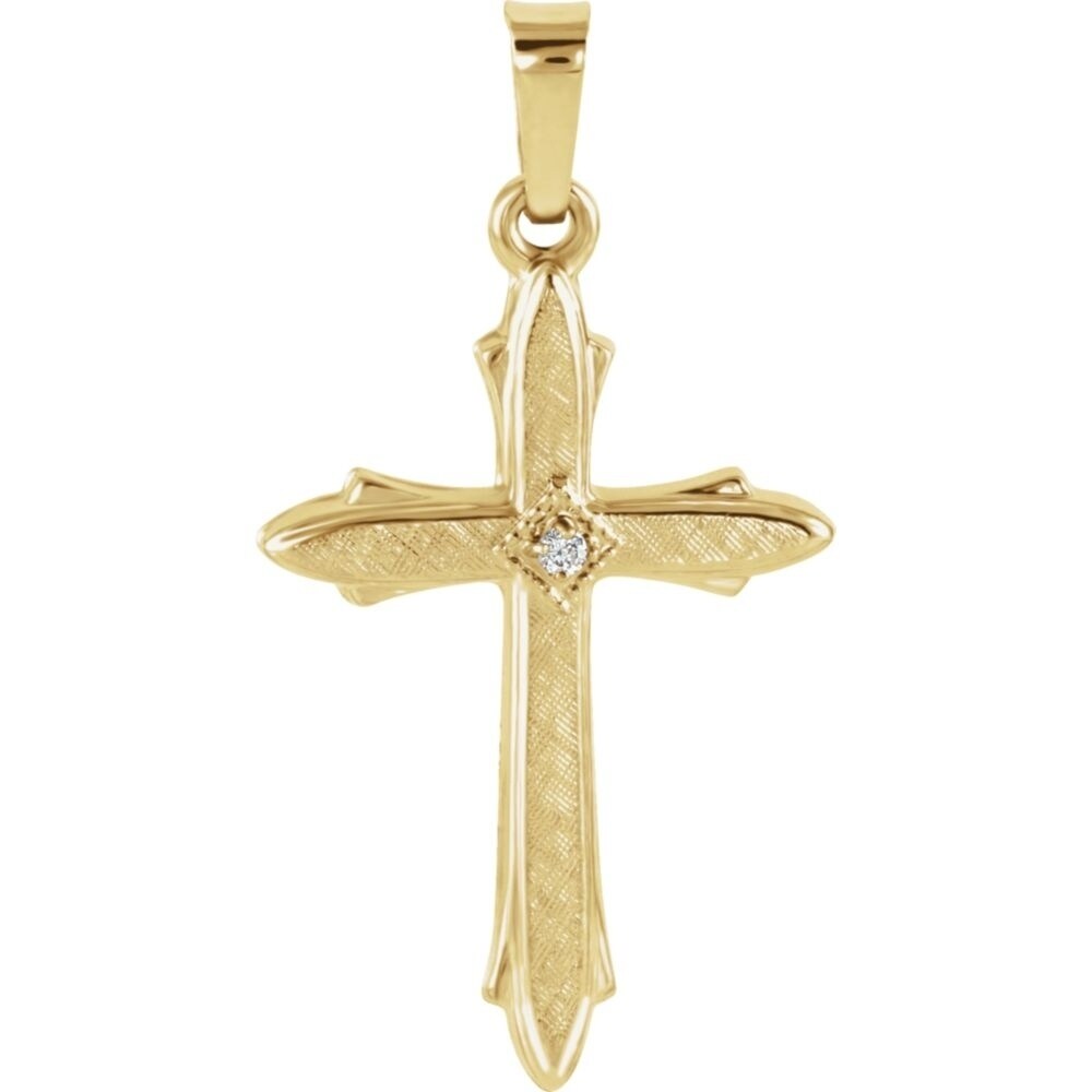 14K Yellow Gold 22.5x15.5mm Diamond Cross Pendant
