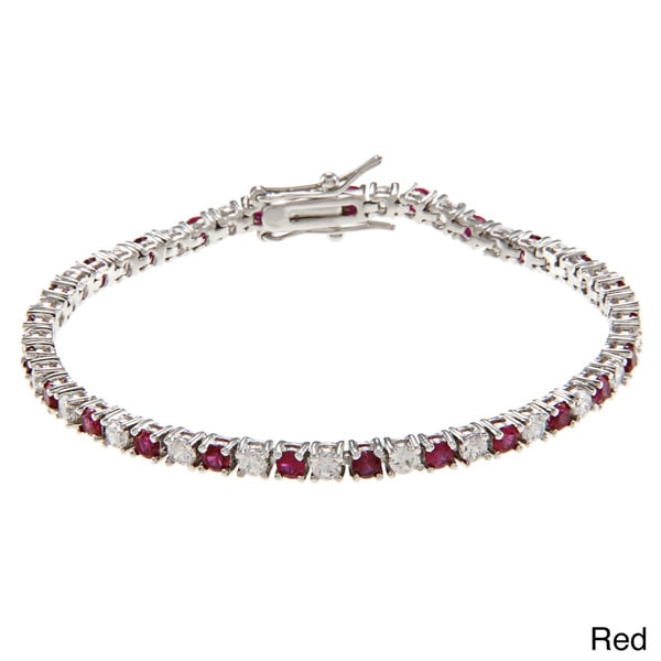 Kate Bissett Silvertone Colored Cubic Zirconia Tennis Bracelet Kate Bissett Cubic Zirconia Bracelets