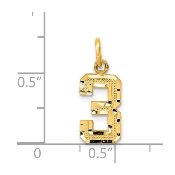 14K White Gold Small Satin Number 3 Charm 14K White Gold Small Satin Number 3 Charm