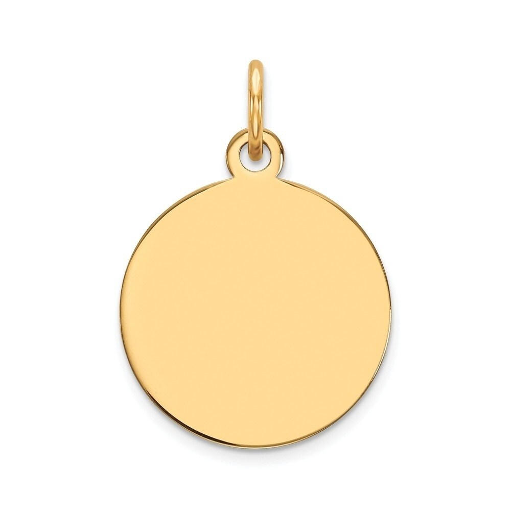 14K Yellow Gold Plain .009 Gauge Heart Engravable Disc Charm