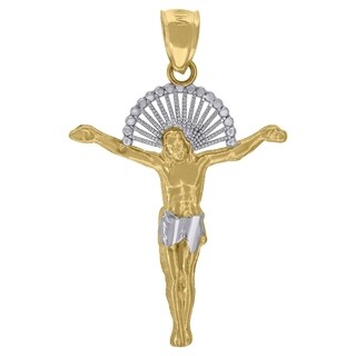 10k Gold Two tone Textured Womens Jesus Height 22.8mm X Width 12.4mm Religious Charm Pendant Necklace Jewelry Gifts for Women