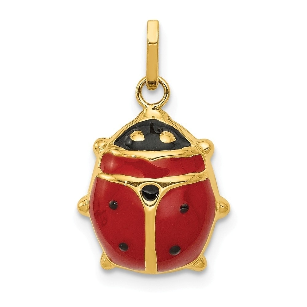 Measures 17x15mm 14k Yellow Gold Hollow Polished Enameled Cow Charm