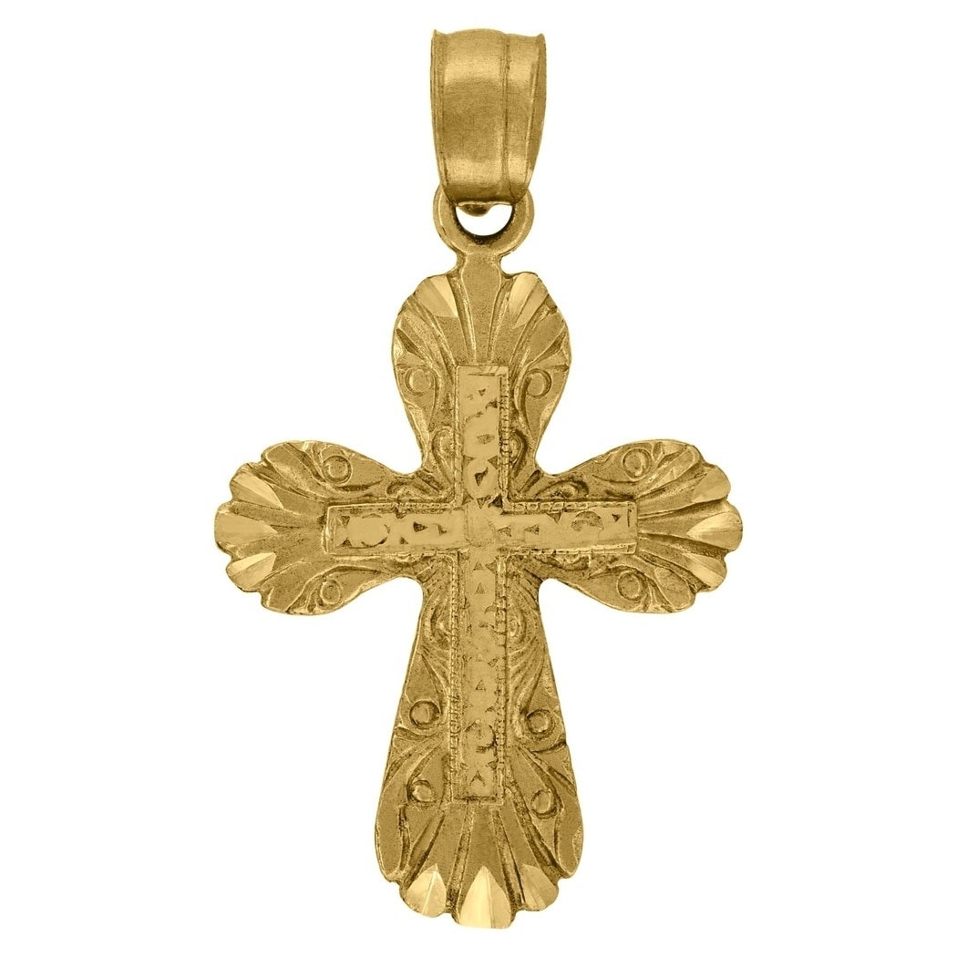 10k Gold Dc Unisex Cross Height 30.1mm X Width 17.5mm Religious Charm Pendant