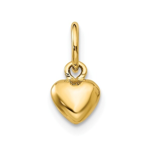 17mm x 12mm Solid 10k Yellow Gold Heart Disc Charm Engravable Pendant