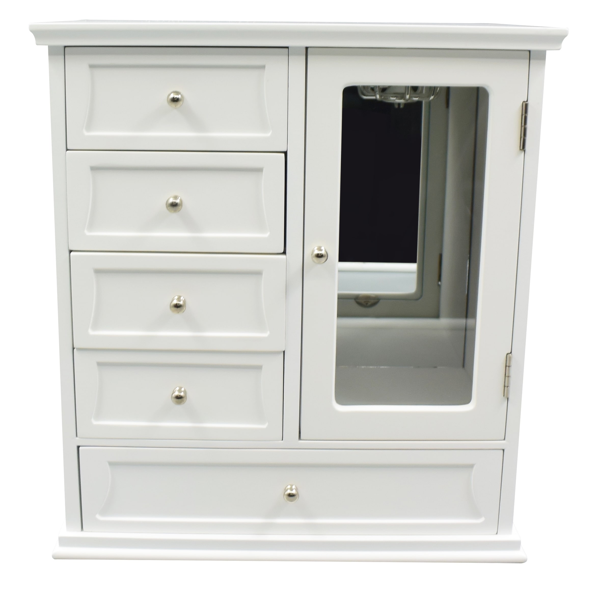 Shop Glass Front Door White Wood Jewelry Box On Sale Overstock