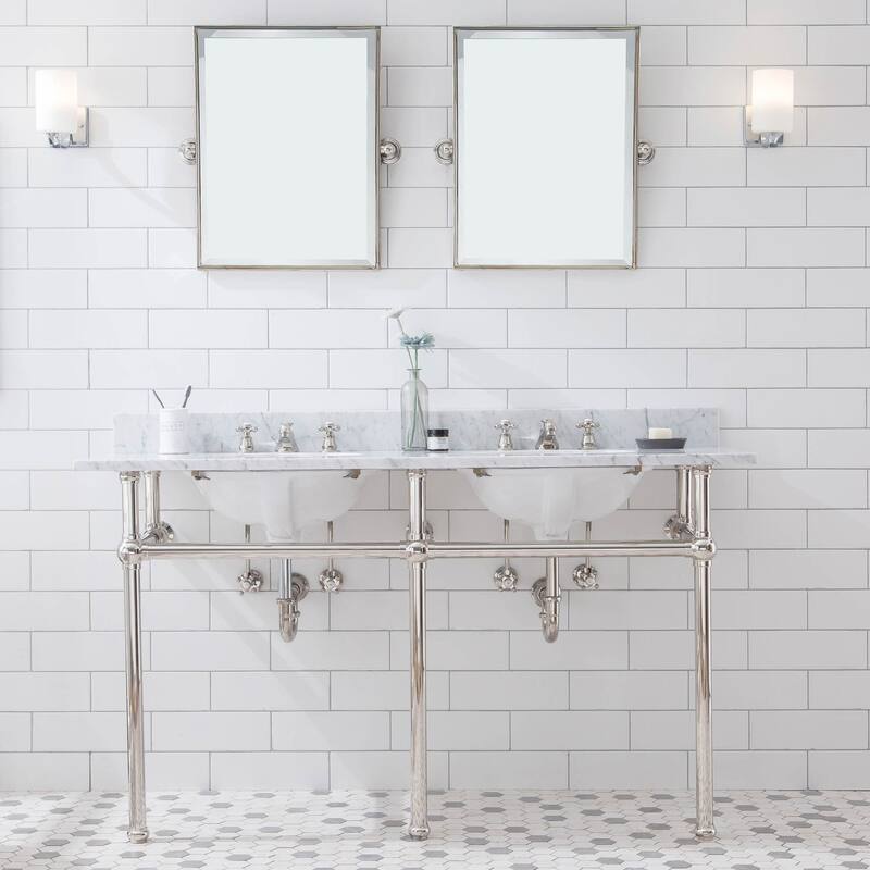 Embassy 60-inch Wide Double Wash Stand - Polished Nickel 