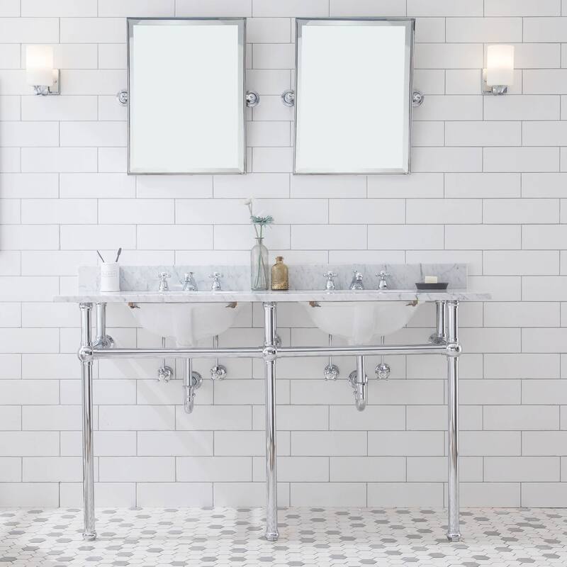Embassy 60-inch Wide Double Wash Stand - Chrome