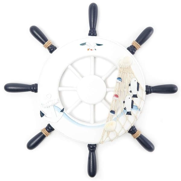 2 Nautical Wood Anchor Rudder Wall Decor Set White Navy Blue 8 7 X0 5 X13 Overstock 30326311