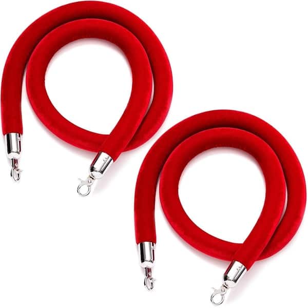 8 Foot Long Velvet Stanchion Rope with Hook Ends
