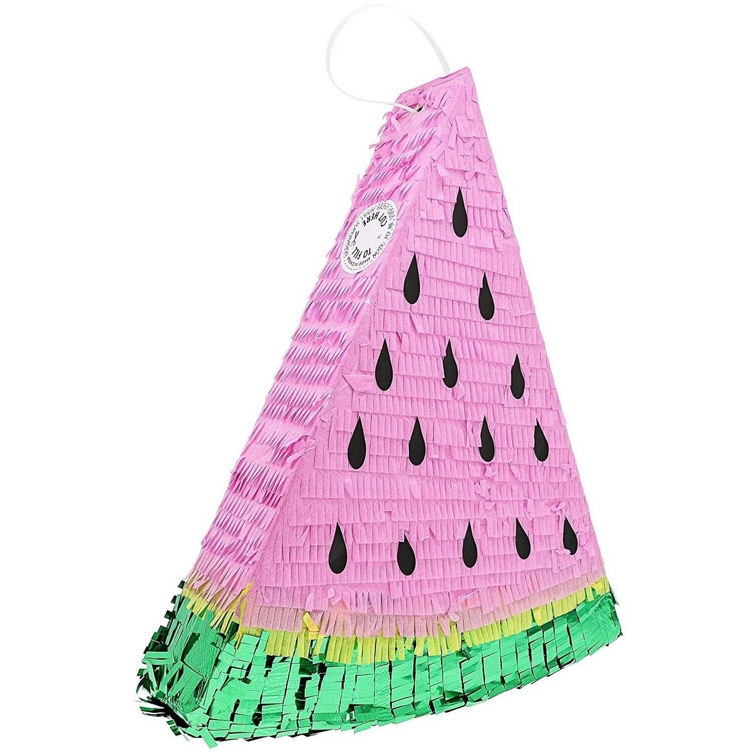 Juvale Small Fruit Watermelon Slice Pinata Hawaiian Luau and Tropical Party Supplies 17 x 14.5 x 3 Inches