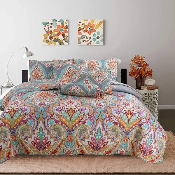 Kaylee Paisley Reversible 3 Piece Quilt Set On Sale Overstock 30327747