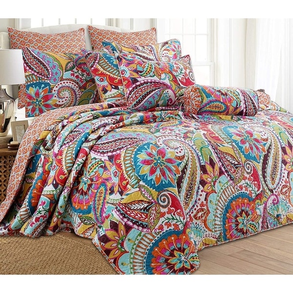 Shop Cozy Line Floral Paisley Reversible 3-Piece King-Size Quilt Set ...