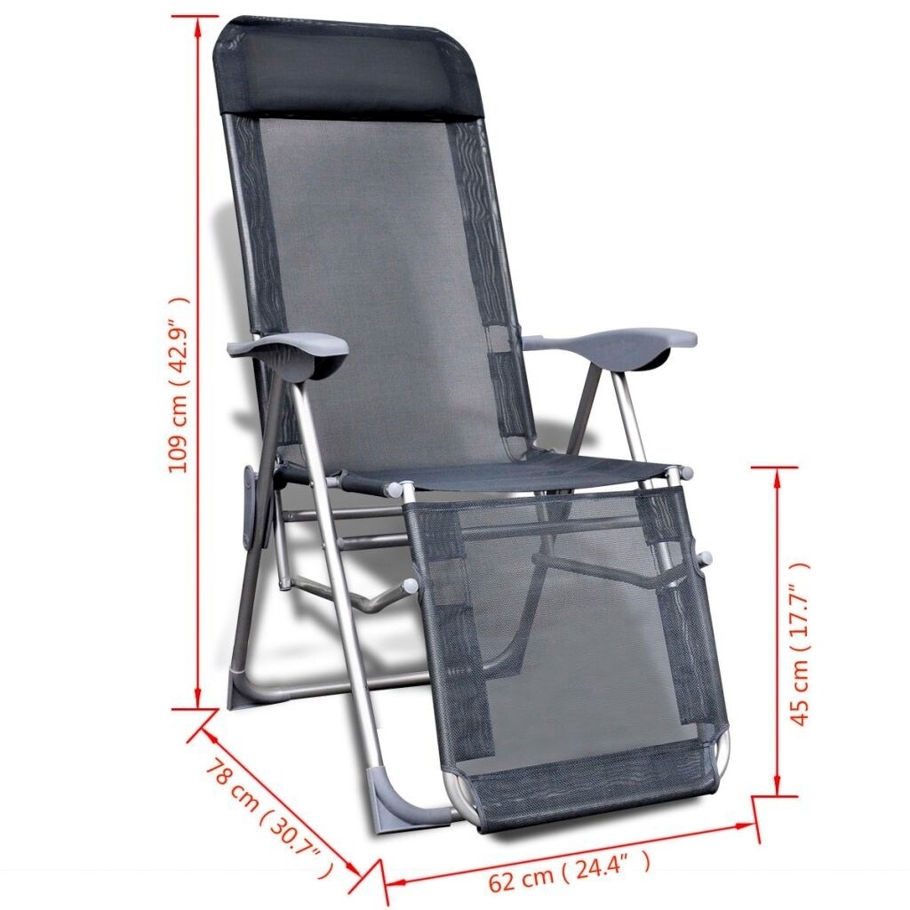 Shop Folding Garden Chairs 2 Pcs Aluminium And Textilene Gray On