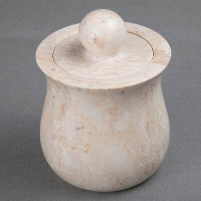 Creative Home Vase Collection Champagne Marble Cotton Ball Swab Holder, Bathroom Storage Jar - Beige