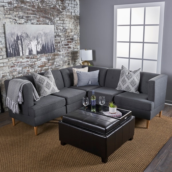 Carson Carrington Larvik Mid-century Modern 5-piece Fabric Sectional Sofa Set by Christopher Knight Home