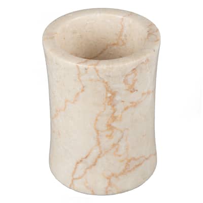 Creative Home Fenway Collection Champagne Marble Tumbler, Toothbrush Holder, Makeup Brush Organizer - Beige