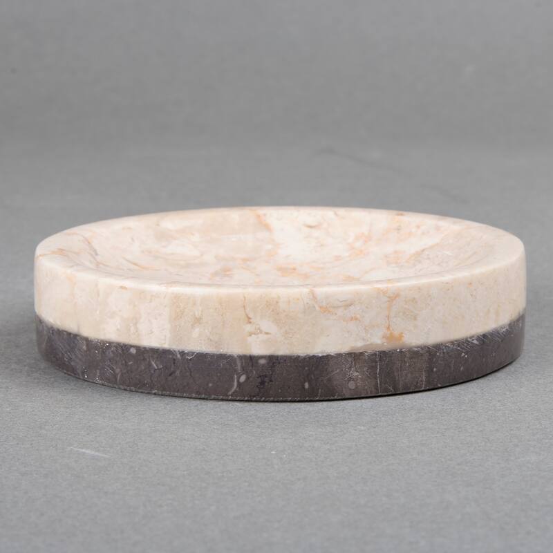 Creative Home Inverary Banded Collection Champagne Marble Soap Dish, Soap Tray, Soap Holder - Beige/Gery