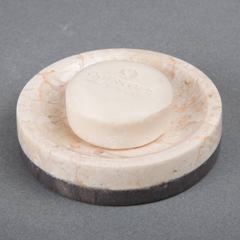 Creative Home Inverary Banded Collection Champagne Marble Soap Dish, Soap Tray, Soap Holder - Beige/Gery