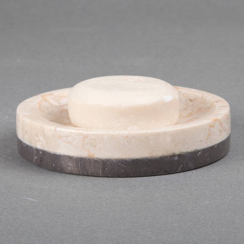Creative Home Inverary Banded Collection Champagne Marble Soap Dish, Soap Tray, Soap Holder - Beige/Gery