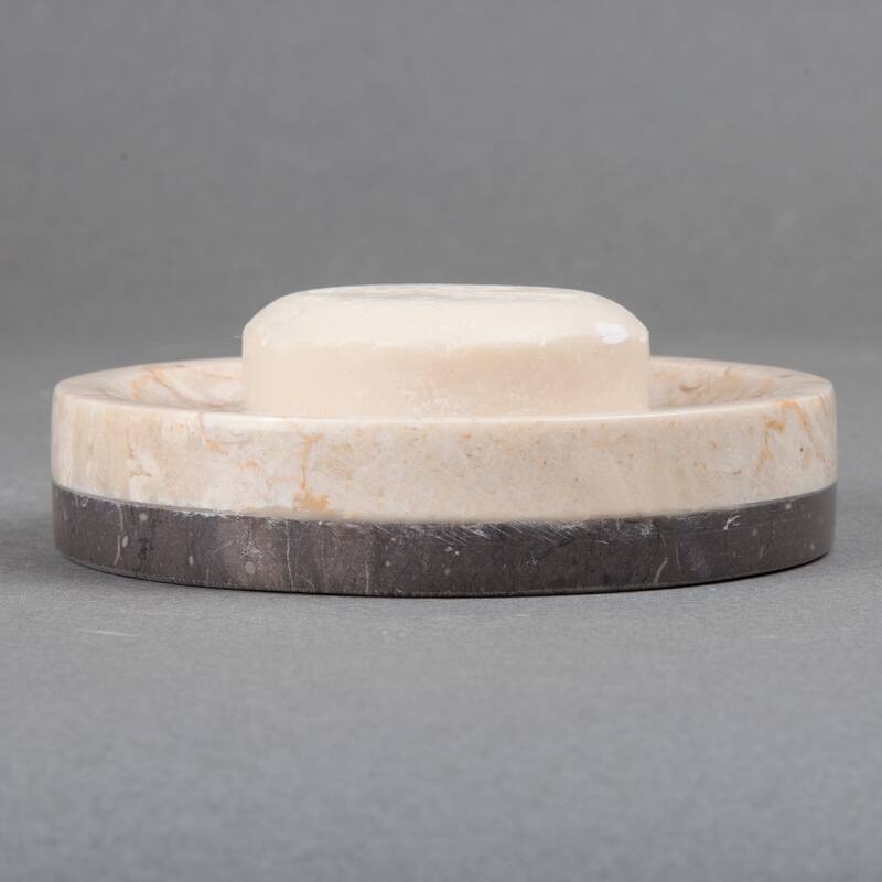 Creative Home Inverary Banded Collection Champagne Marble Soap Dish, Soap Tray, Soap Holder - Beige/Gery