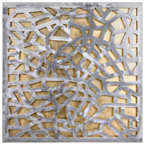 Polished Steel Sculpture Abstract Wall Art with Gold/Silver Leaf