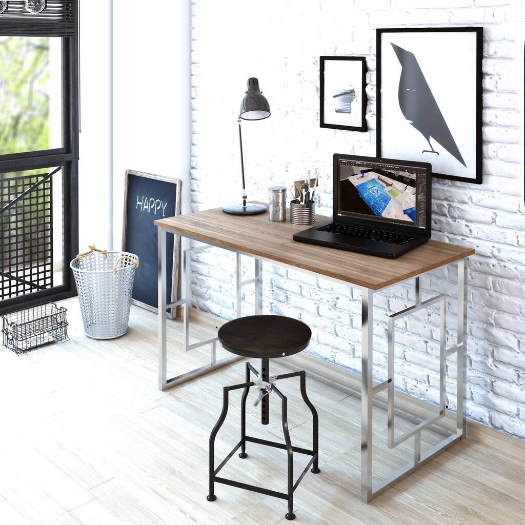 Decorotika Elzen Modern Industrial Metal Wood Computer Desk