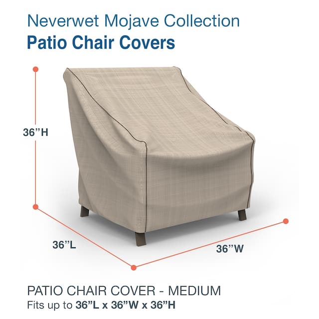 Budge Waterproof Outdoor Patio Chair Cover, NeverWet® Mojave, Black Ivory, Multiple Sizes - Medium - 36"H x 36"W x 36" Deep