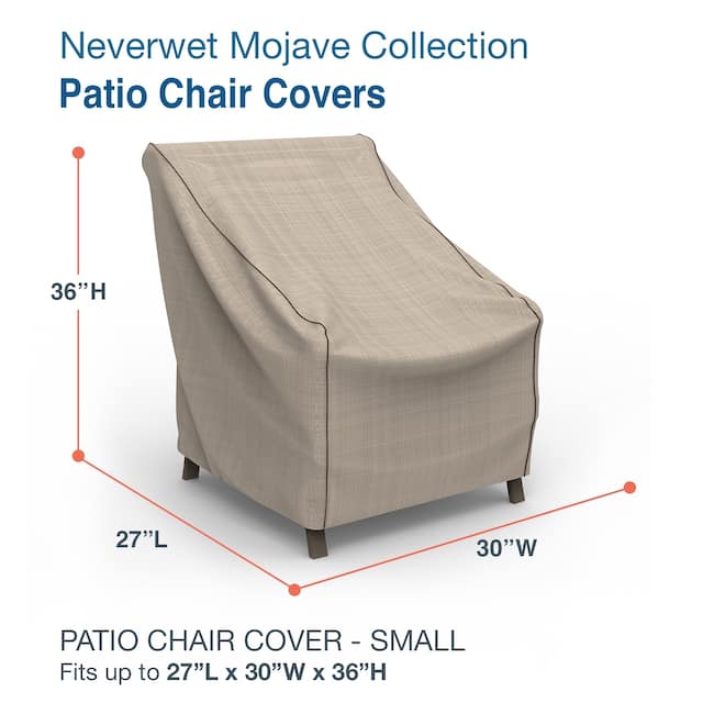 Budge Waterproof Outdoor Patio Chair Cover, NeverWet® Mojave, Black Ivory, Multiple Sizes - Small - 36"H x 30"W x 27" Deep
