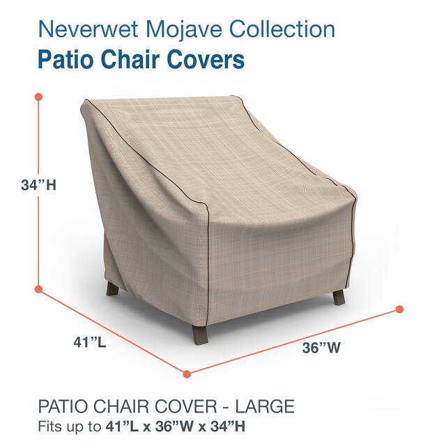 Budge Waterproof Outdoor Patio Chair Cover, NeverWet® Mojave, Black Ivory, Multiple Sizes - Large - 34"H x 36"W x 41" Deep