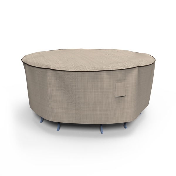 Budge Round Waterproof Outdoor Patio Table and Chairs Combo Cover, NeverWet® Mojave, Black Ivory, Multiple Sizes. Opens flyout.