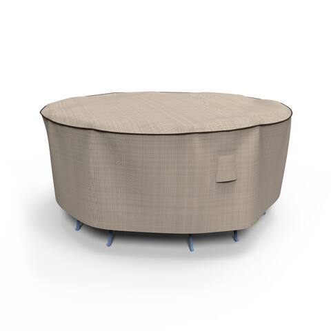 Budge Round Waterproof Outdoor Patio Table and Chairs Combo Cover, NeverWet® Mojave, Black Ivory, Multiple Sizes