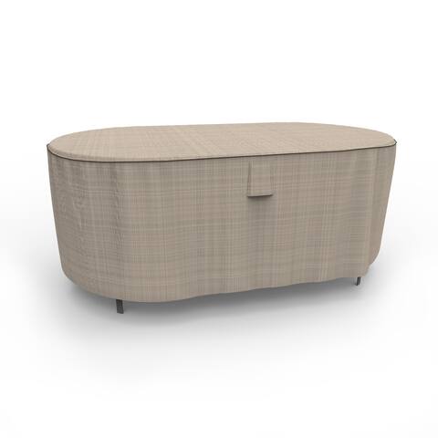 Budge Oval Waterproof Outdoor Patio Table Cover, NeverWet® Mojave, Black Ivory, Multiple Sizes