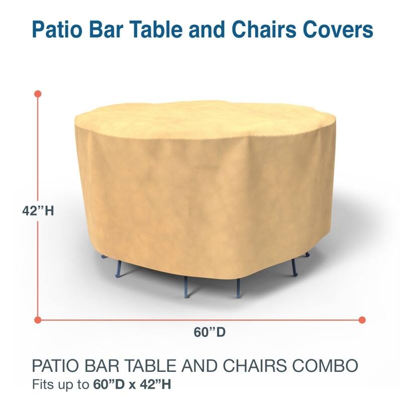 Budge Water-Resistant OutdoorPatio Bar Table Cover, All-Seasons, Nutmeg, 50" Diameter x 42" Drop