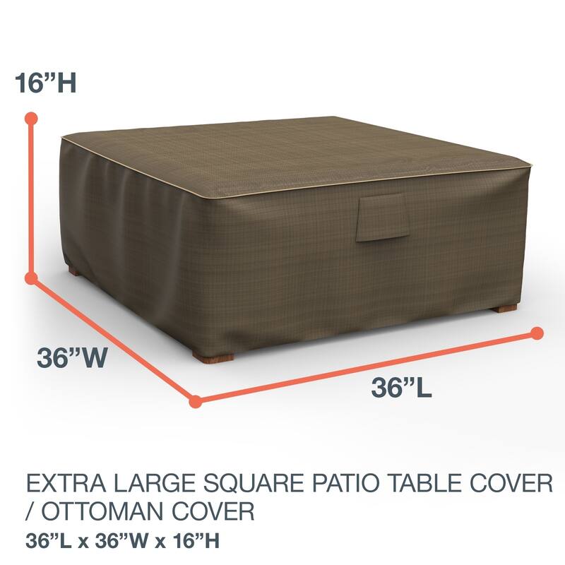 Budge StormBlock™ Hillside Black and Tan Square Patio Table Ottoman Cover Multiple Sizes
