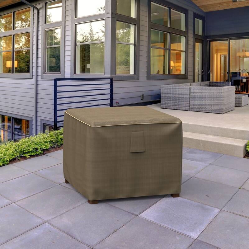 Budge StormBlock™ Hillside Black and Tan Square Patio Table Ottoman Cover Multiple Sizes