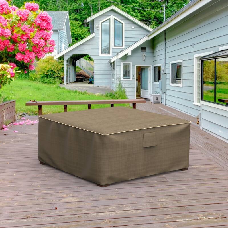 Budge StormBlock™ Hillside Black and Tan Square Patio Table Ottoman Cover Multiple Sizes