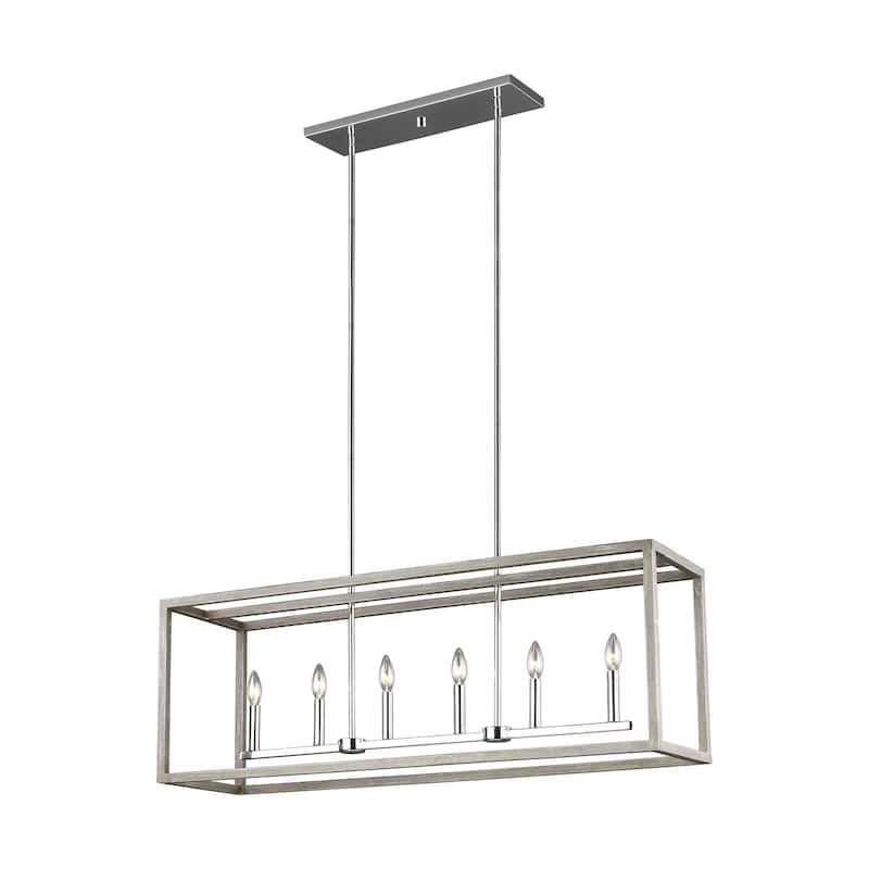Sea Gull Moffet Street Washed Pine and Chrome LED Island Pendant